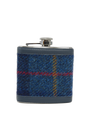 Harris Tweed Hip Flask - A075 Navy Leather
