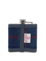 Harris Tweed Hip Flask - A075 Navy Leather