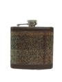 Harris Tweed Hip Flask - A086 Brown Leather