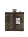 Harris Tweed Hip Flask - A086 Brown Leather