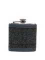 Harris Tweed Hip Flask - Grey Windowpane (Navy Leather)