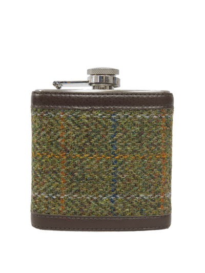 Harris Tweed Hip Flask HB103 (Brown Leather)