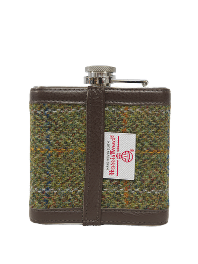 Harris Tweed Hip Flask HB103 (Brown Leather)
