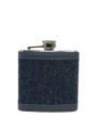 Harris Tweed Hip Flask - HB104 (Navy Leather)