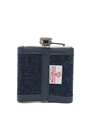 Harris Tweed Hip Flask - HB104 (Navy Leather)