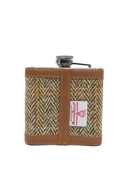 Harris Tweed Hip Flask HB133 (Tan Leather)