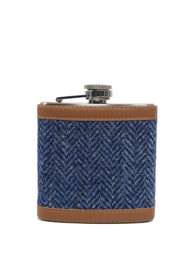 Harris Tweed Hip Flask - HB136 (Tan Leather)