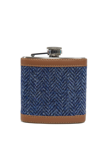 Harris Tweed Hip Flask - HB136 (Tan Leather)
