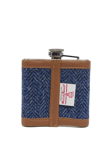 Harris Tweed Hip Flask - HB136 (Tan Leather)