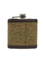 Harris Tweed Hip Flask - HB67 (Brown Leather)