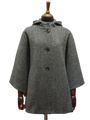 Harris Tweed Ladies Hooded Cape HB64 Black/Grey Herringbone