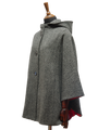 Harris Tweed Ladies Hooded Cape HB64 Black/Grey Herringbone
