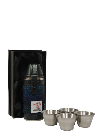 Harris Tweed Hunting Flask - Blue w/ Turquoise OC