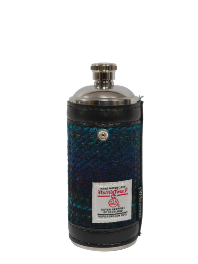 Harris Tweed Hunting Flask - Blue w/ Turquoise OC
