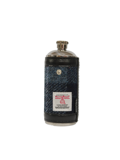 Harris Tweed Hunting Flask - Navy Grey Check