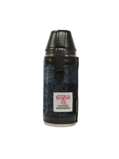 Harris Tweed Hunting Flask - Navy Grey Check