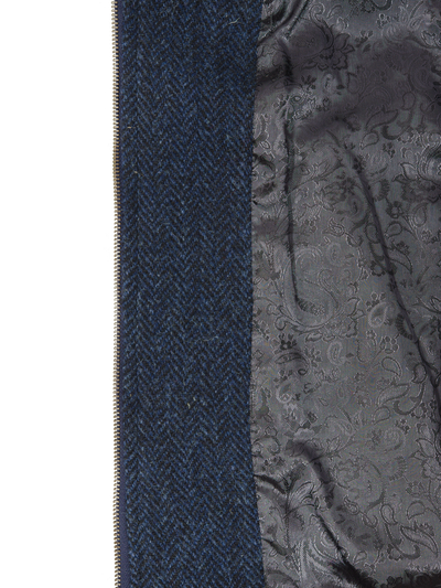 Harris Tweed Joe Baseball Jacket Navy Herringbone