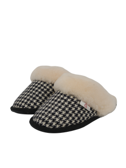 Harris Tweed Kate Slippers Black/White Houndstooth