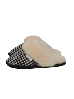 Harris Tweed Kate Slippers Black/White Houndstooth