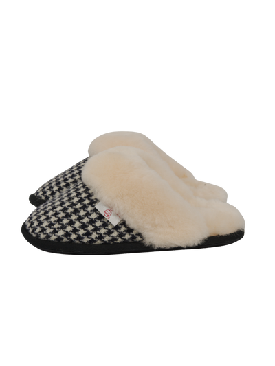 Harris Tweed Kate Slippers Black/White Houndstooth