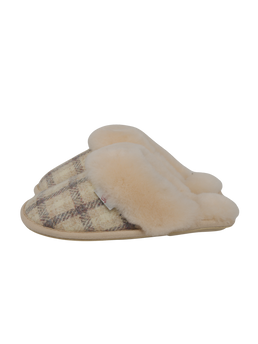 Harris Tweed Kate Slippers Cream Check
