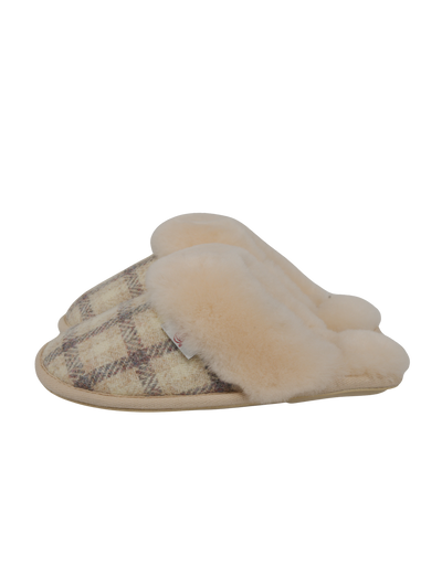 Harris Tweed Kate Slippers Cream Check