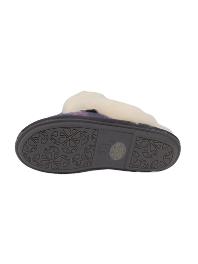 Harris Tweed Kate Slippers - Denim/Pink Stripe