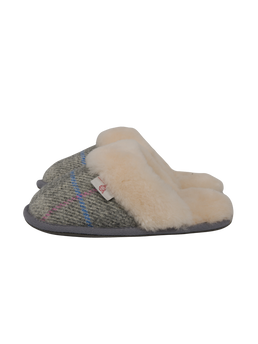 Harris Tweed Kate Slippers Grey/Pink Check