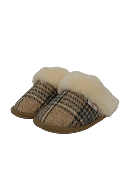 Harris Tweed Kate Slippers Nutmeg Check