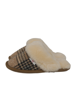 Harris Tweed Kate Slippers Nutmeg Check