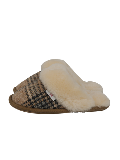 Harris Tweed Kate Slippers Nutmeg Check
