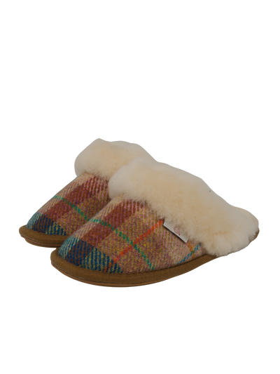Harris Tweed Kate Slippers - Sand Honey Check