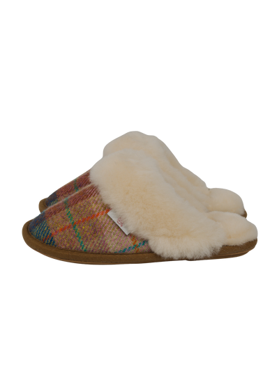 Harris Tweed Kate Slippers - Sand Honey Check