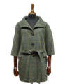 Harris Tweed Ladies Belted Cape Green Herringbone w/Overcheck