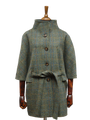 Harris Tweed Ladies Belted Cape Green Herringbone w/Overcheck