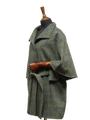 Harris Tweed Ladies Belted Cape Green Herringbone w/Overcheck