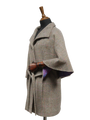 Harris Tweed Ladies Belted Cape Oatmeal Herringbone w/Pink OC