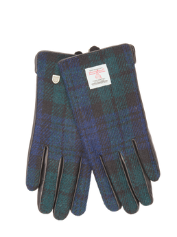 Harris Tweed Ladies Gloves A020 (Black Leather) (ISL)