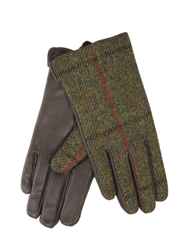 Harris Tweed Ladies Gloves - Green Check (HH)