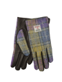 Harris Tweed Ladies Gloves Muted Lilac/Green Check (GA)