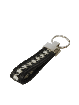Harris Tweed Loop Keyring HO63 Black Leather