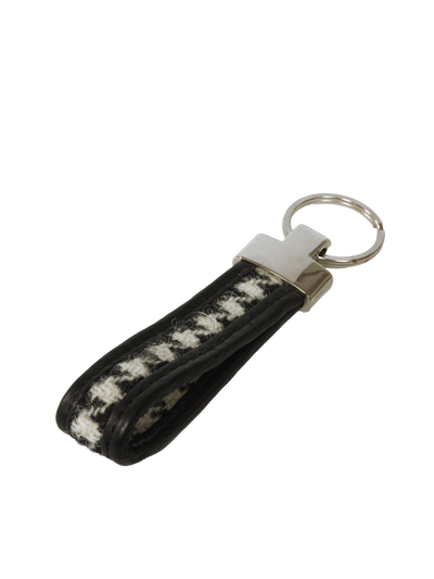 Harris Tweed Loop Keyring HO63 Black Leather