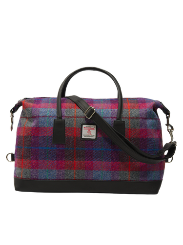 Harris Tweed Luggage Bag - A0115 (Black Leather)