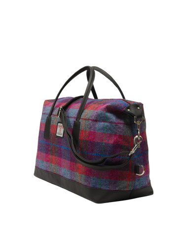Harris Tweed Luggage Bag - A0115 (Black Leather)
