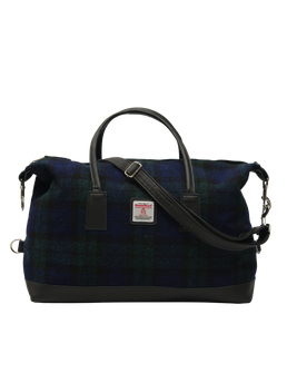 Harris Tweed Luggage Bag - A020 (Black Leather)