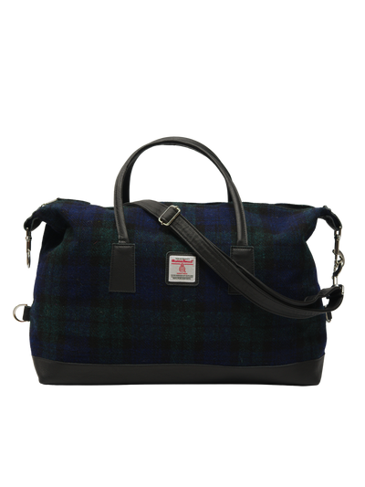 Harris Tweed Luggage Bag - A020 (Black Leather)
