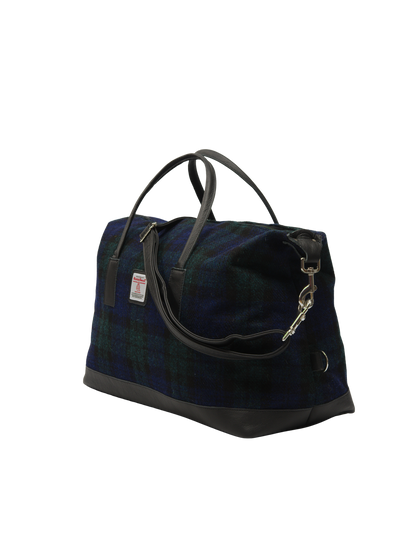 Harris Tweed Luggage Bag - A020 (Black Leather)