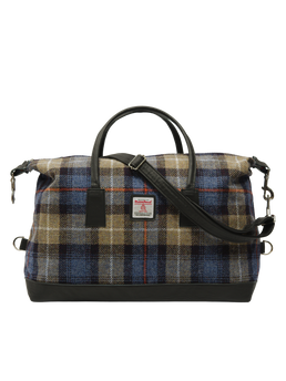Harris Tweed Luggage Bag A072 (Black Leather)
