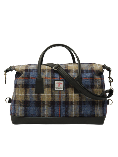 Harris Tweed Luggage Bag A072 (Black Leather)