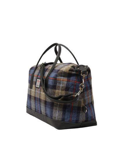 Harris Tweed Luggage Bag A072 (Black Leather)